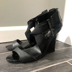 WHBM Colette patent, stretch sandal heels.